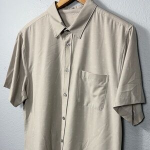 Vuori Beige Short-Sleeve Button Down Shirt